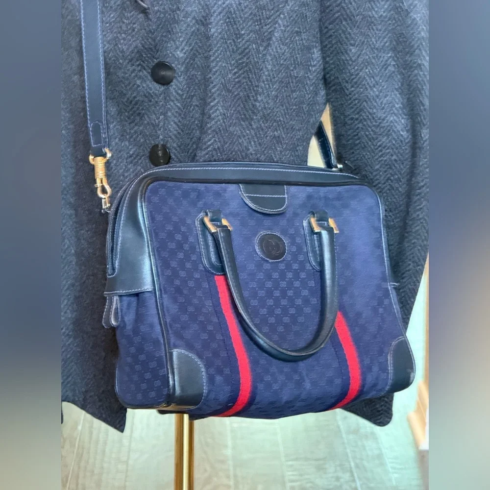 Gucci GG Monogram Supreme Sherry Web Ophidia Boston Doctor Satchel Bag Vintage - Picture 3 of 16